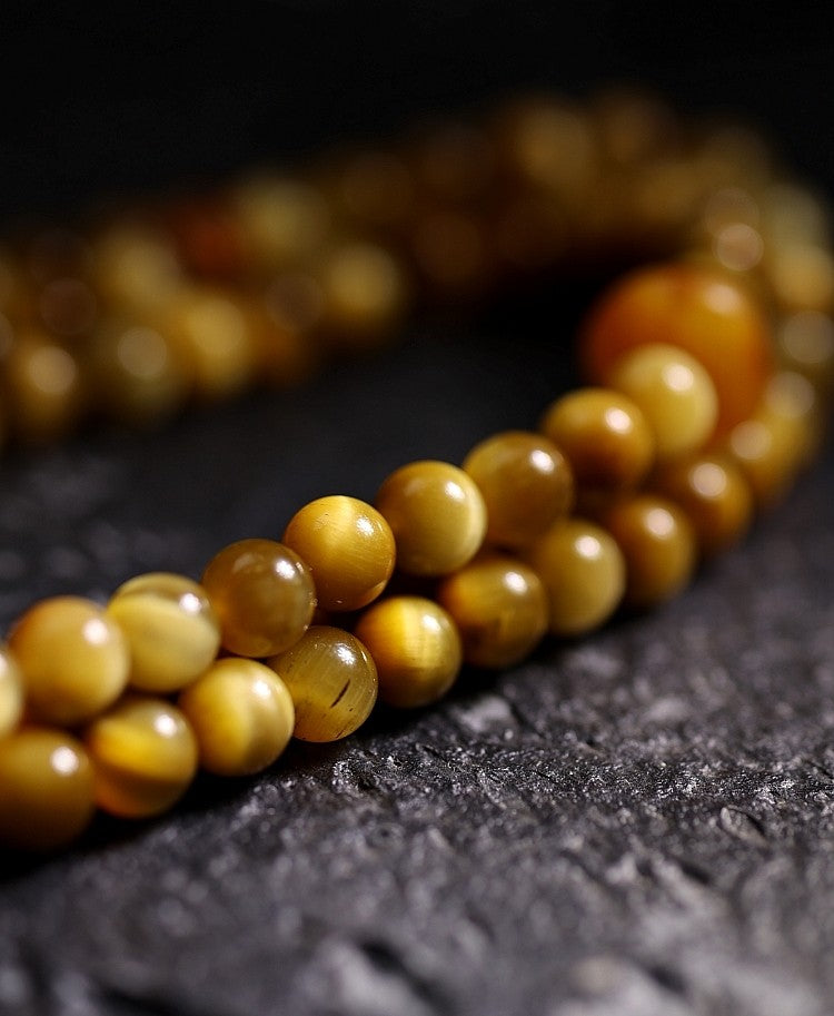 Original Design Natural Tibetan Golden Tiger's Eye 108 Bead Buddha Bead Bracelet