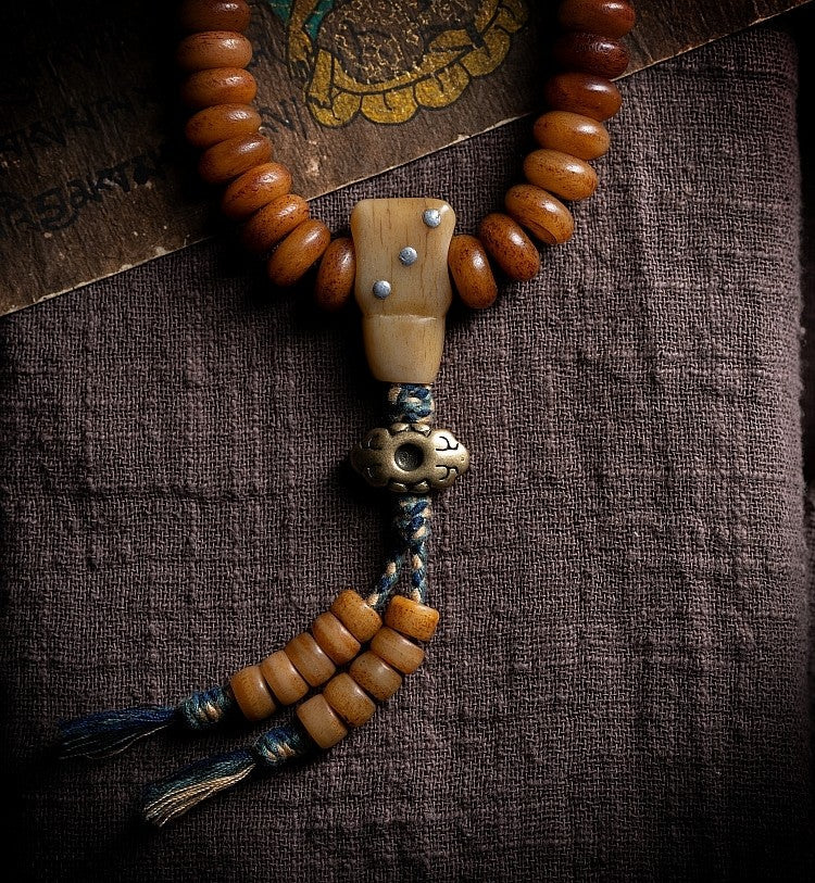 Vintage Spirit Bone・Tibetan Yak Bone 108 Prayer Beads | Tibetan Style Cultural Play Bracelet