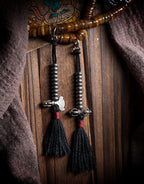 Tibetan Kapala Rosary with Mahakala Pendant | Vintage Yak Bone 108 Bead Buddha Bead Bracelet | Tibetan Buddhist Playable Handheld Bracelet