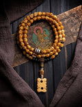 Tibetan Natural Yak Bone Skull Carved Buddha Bead Bracelet | 108 Bead Tibetan Bracelet