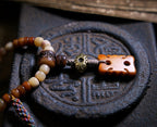 Original Design Tibetan Natural Yak Bone & Camel Bone Multi-Treasure Buddha Bead Bracelet 108 Beads Unisex Necklace Handheld Bracelet
