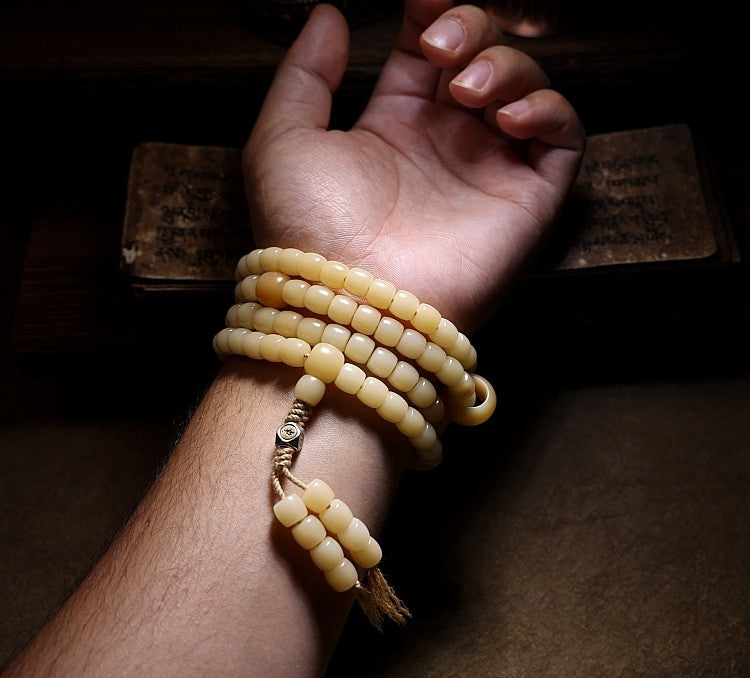 Original Weathered Bodhi Root 108 Bead Buddha Bead Bracelet | Unisex Cultural Play Rosary