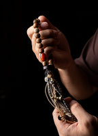 Vintage Material・Star&Moon Bodhi Tibetan Style Handheld | Braided Rope Tassel Single-Loop Buddha Beads Bracelet