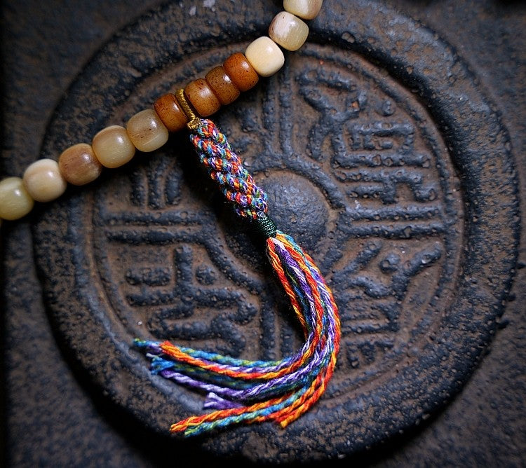 Original Design Tibetan Natural Yak Bone & Camel Bone Multi-Treasure Buddha Bead Bracelet 108 Beads Unisex Necklace Handheld Bracelet