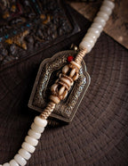 Snowy Tibetan Braided · Original White Jade Bodhi Root 108 Bead Buddha Beads