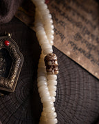 Snowy Tibetan Braided · Original White Jade Bodhi Root 108 Bead Buddha Beads