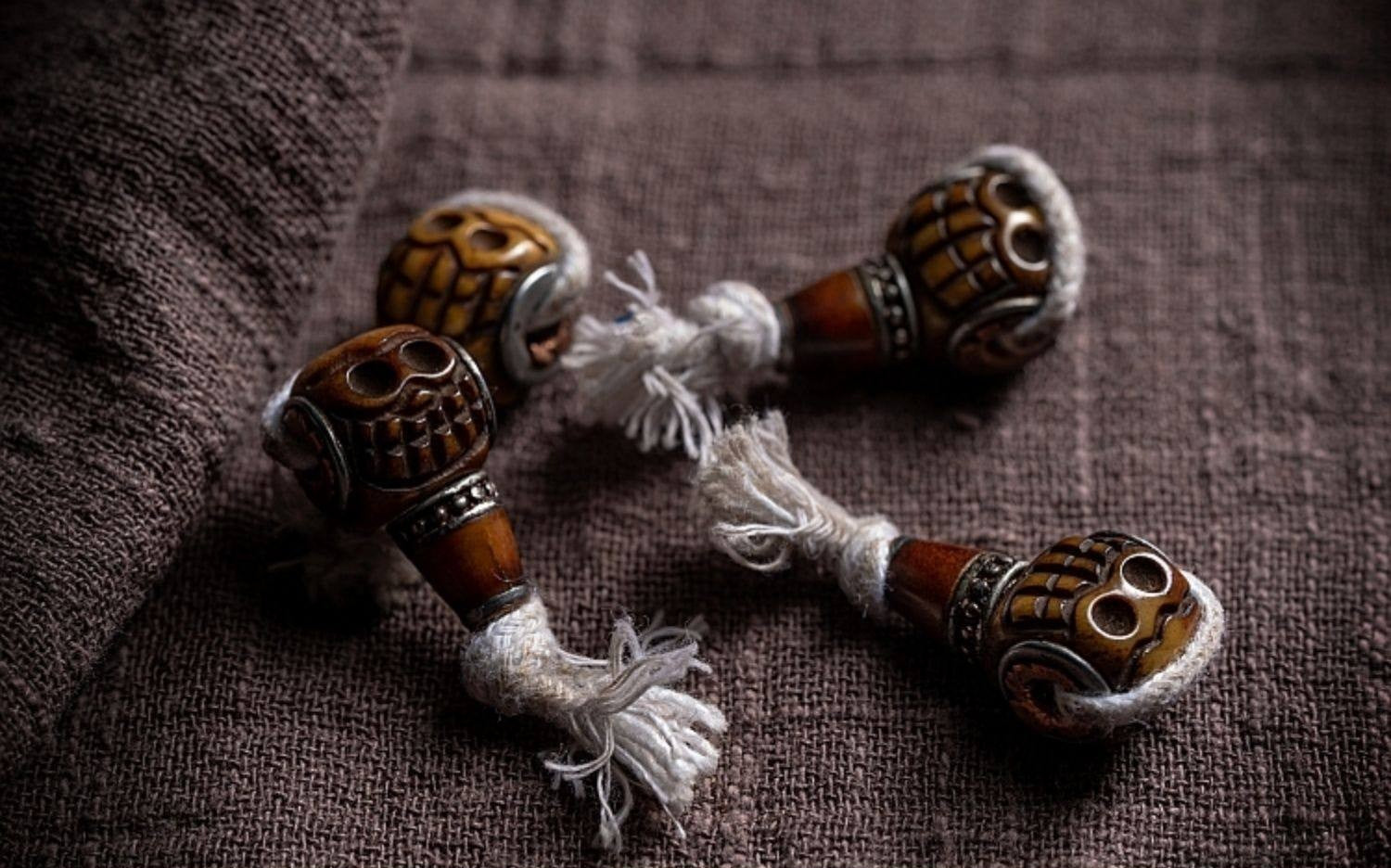 Tibetan Natural Yak Bone Skull Carved Buddha Bead Bracelet | 108 Bead Tibetan Bracelet