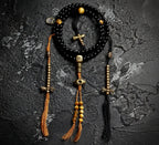 Original Design Black Gold Natural Black Agate 108 Bead Buddha Bead Bracelet | Tibetan Rosary Necklace Unisex Couple Multi-Loop Bracelet