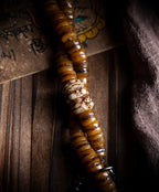 Tibetan Kapala Rosary with Mahakala Pendant | Vintage Yak Bone 108 Bead Buddha Bead Bracelet | Tibetan Buddhist Playable Handheld Bracelet