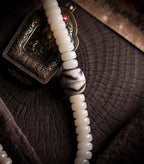 Snowy Tibetan Braided · Original White Jade Bodhi Root 108 Bead Buddha Beads