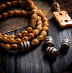 Tibetan Natural Yak Bone Skull Carved Buddha Bead Bracelet | 108 Bead Tibetan Bracelet