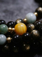Himalsoul Sunlight Gold Sheen Obsidian Bagua Mala