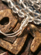 108 Buddha Beads Mala Made of Himalayan Clear Crystal with Ice Crack and Snowflake Inclusions
