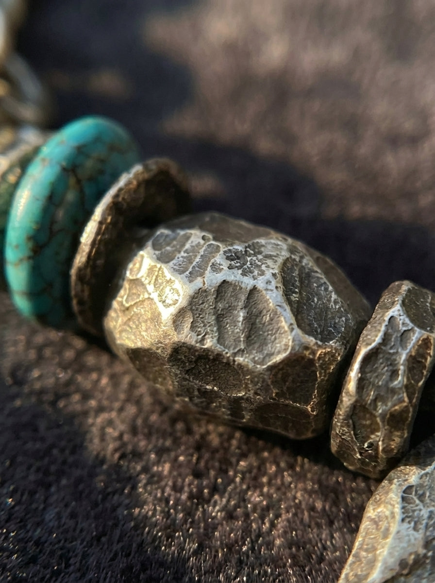 Vintage Nomadic Style Freeform Old Turquoise Bracelet