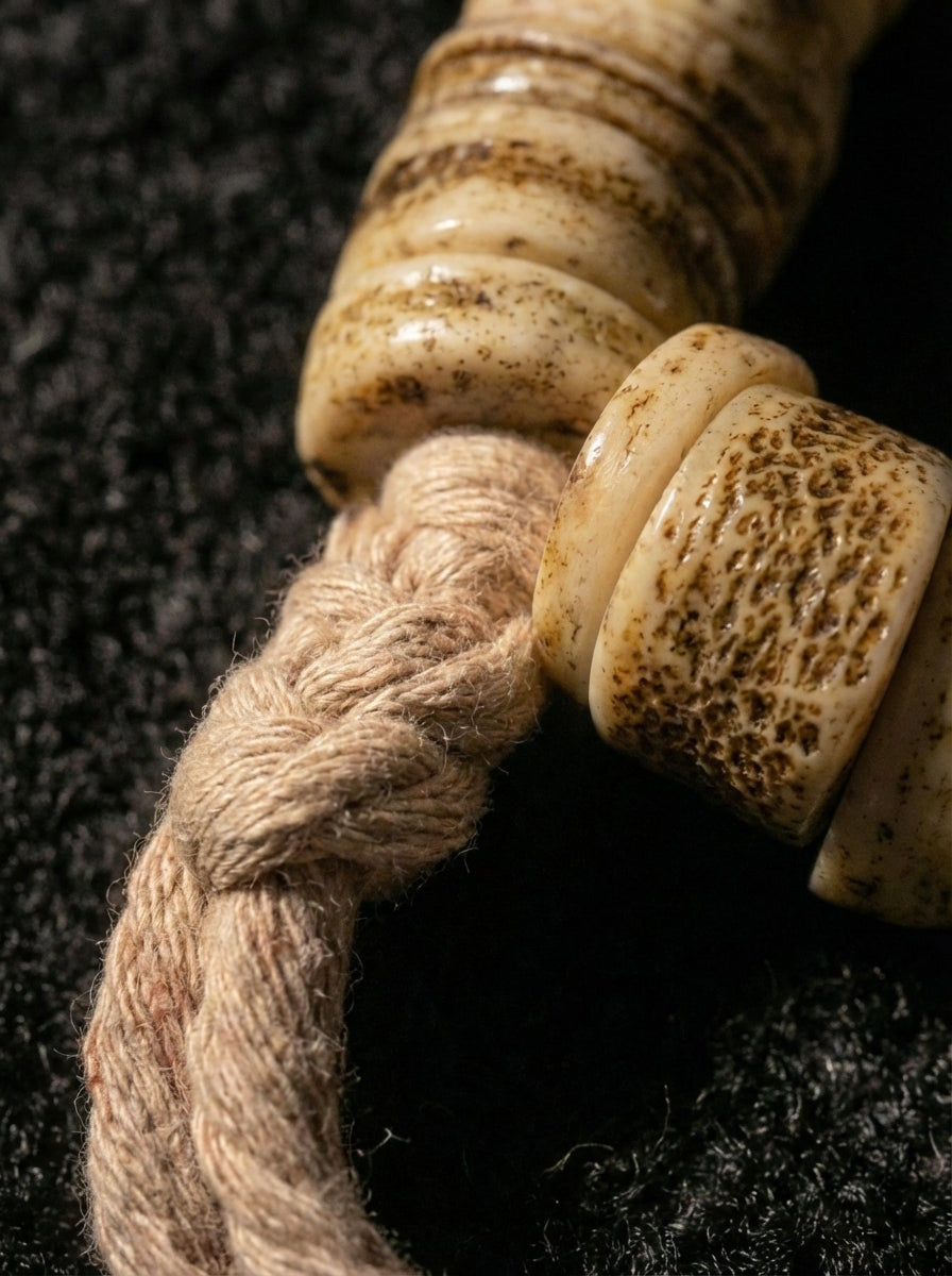 Tibetan Heritage · Irregular Prayer Wheel Old Camel Bone Mani Bead Bracelet