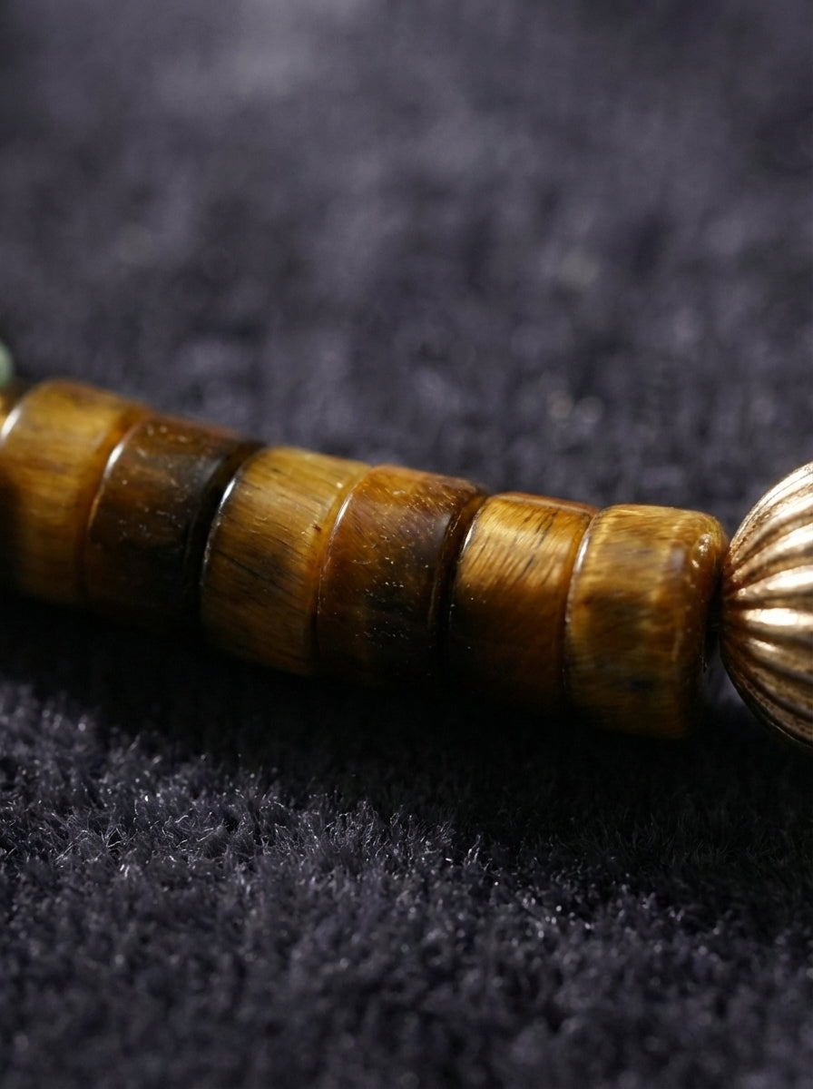 Original Natural Yellow Tiger Eye & Green Agate Couple Bracelet