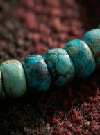 Tibetan Sacred Stone Ancient Hand-Chiseled Natural Raw Turquoise Sterling Silver Bracelet Original Niche Design