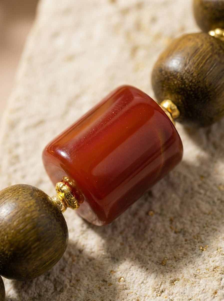 Oriental Sandalwood Charm Original Sandalwood Multi-Treasure Bracelet Chinese Style Unisex Bracelet