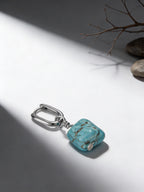 Raw Ore Turquoise・925 Sterling Silver Irregular Tibetan Handcrafted unisex Earrings