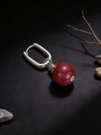 Vintage Ethnic Style Earrings | S925 Sterling Silver Cinnabar Ear Clasp Earrings