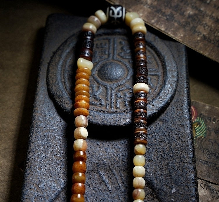 Original Design Natural Yak Bone & Camel Bone Multi-Treasure Buddha Bead Bracelet | Tibetan Unisex Multi-Loop Ethnic Style Bracelet