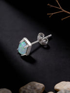 Original Style Minimalist Stud Earrings | 925 Sterling Silver Opal Inlaid Earrings