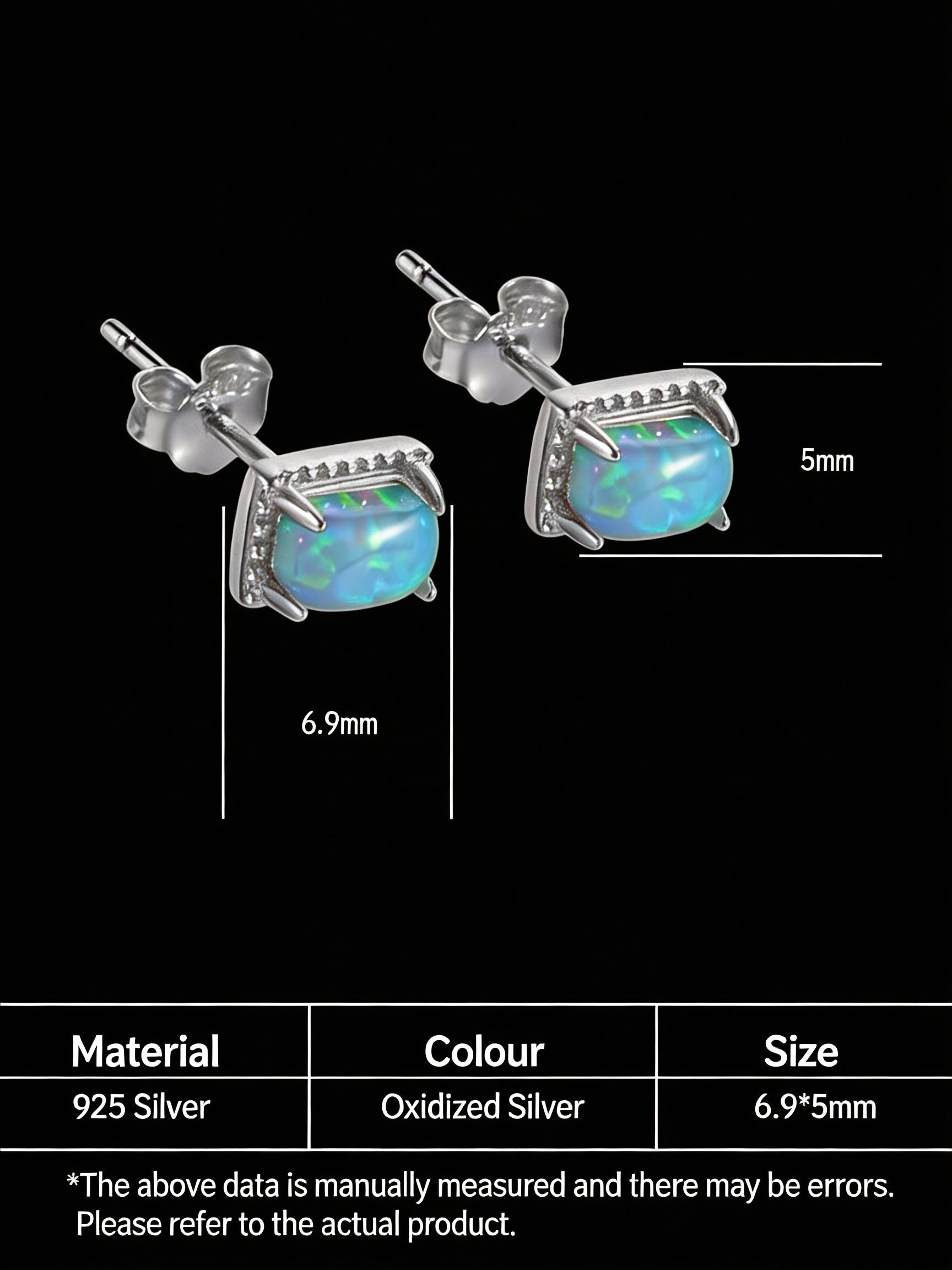 Original Style Minimalist Stud Earrings | 925 Sterling Silver Opal Inlaid Earrings