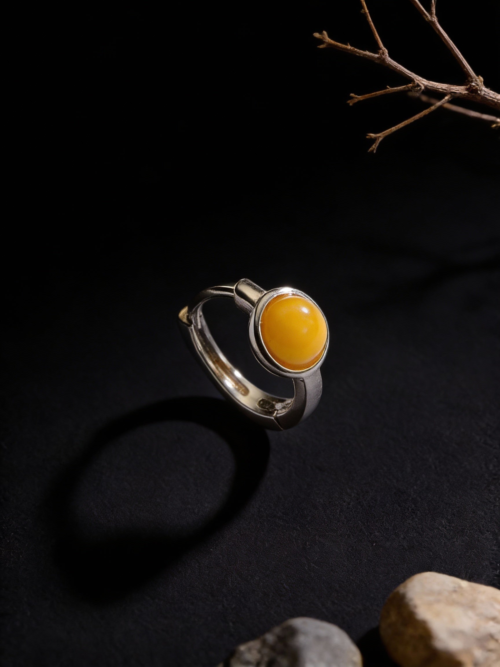Original Vintage Ear Clasp Studs | S925 Sterling Silver Amber Earrings