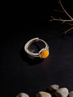 Original Vintage Ear Clasp Studs | S925 Sterling Silver Amber Earrings