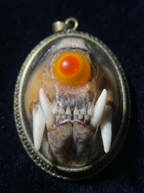 Folk Inlaid Mink Skull Pendant | Spirit Bone (Mink Bone) Necklace