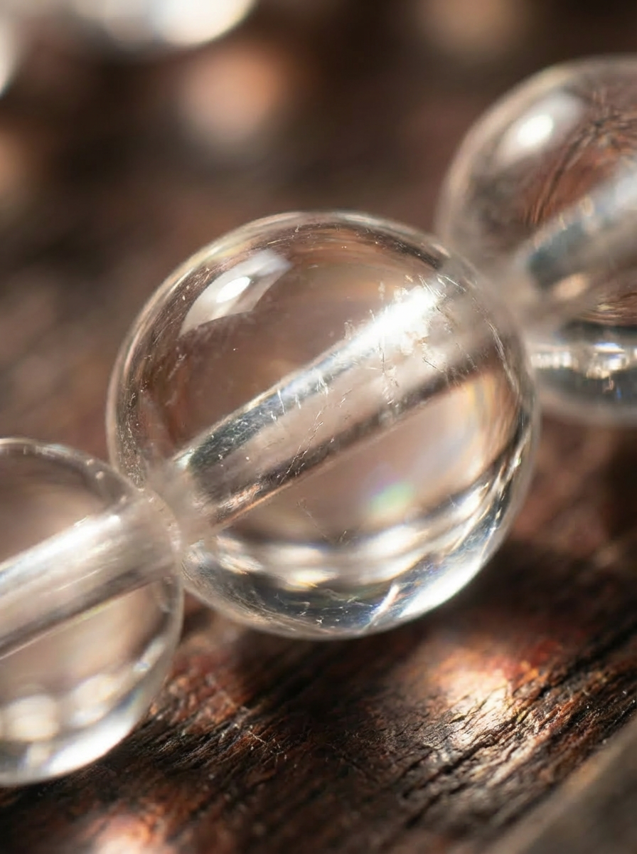 108 Buddha Beads Mala Made of Himalayan Clear Crystal with Ice Crack and Snowflake Inclusions