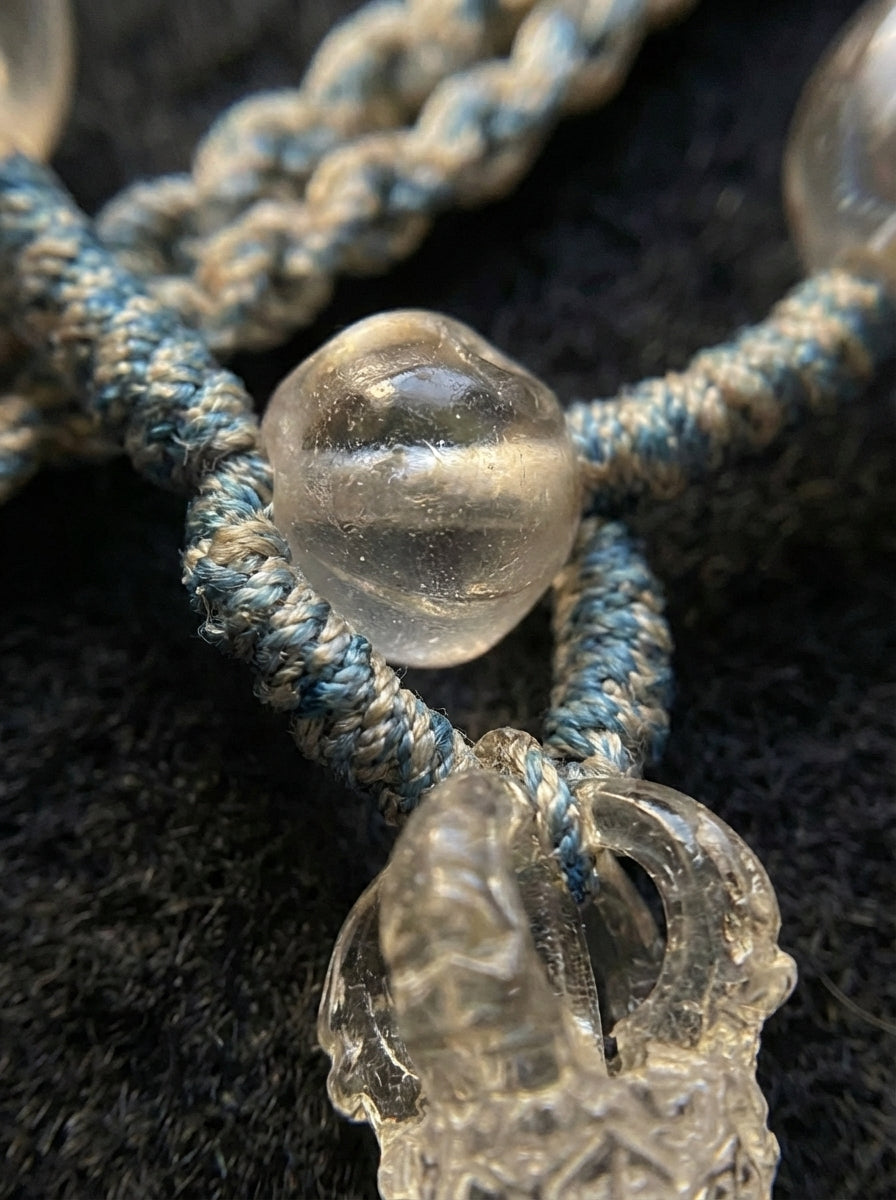Tibetan Region Old Material Natural Clear Quartz Five-Pronged Vajra Woven Necklace - Unique Piece