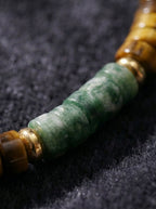 Original Natural Yellow Tiger Eye & Green Agate Couple Bracelet