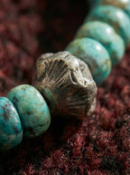 Tibetan Sacred Stone Ancient Hand-Chiseled Natural Raw Turquoise Sterling Silver Bracelet Original Niche Design