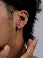 Original Vintage Ear Clasp Studs | S925 Sterling Silver Amber Earrings