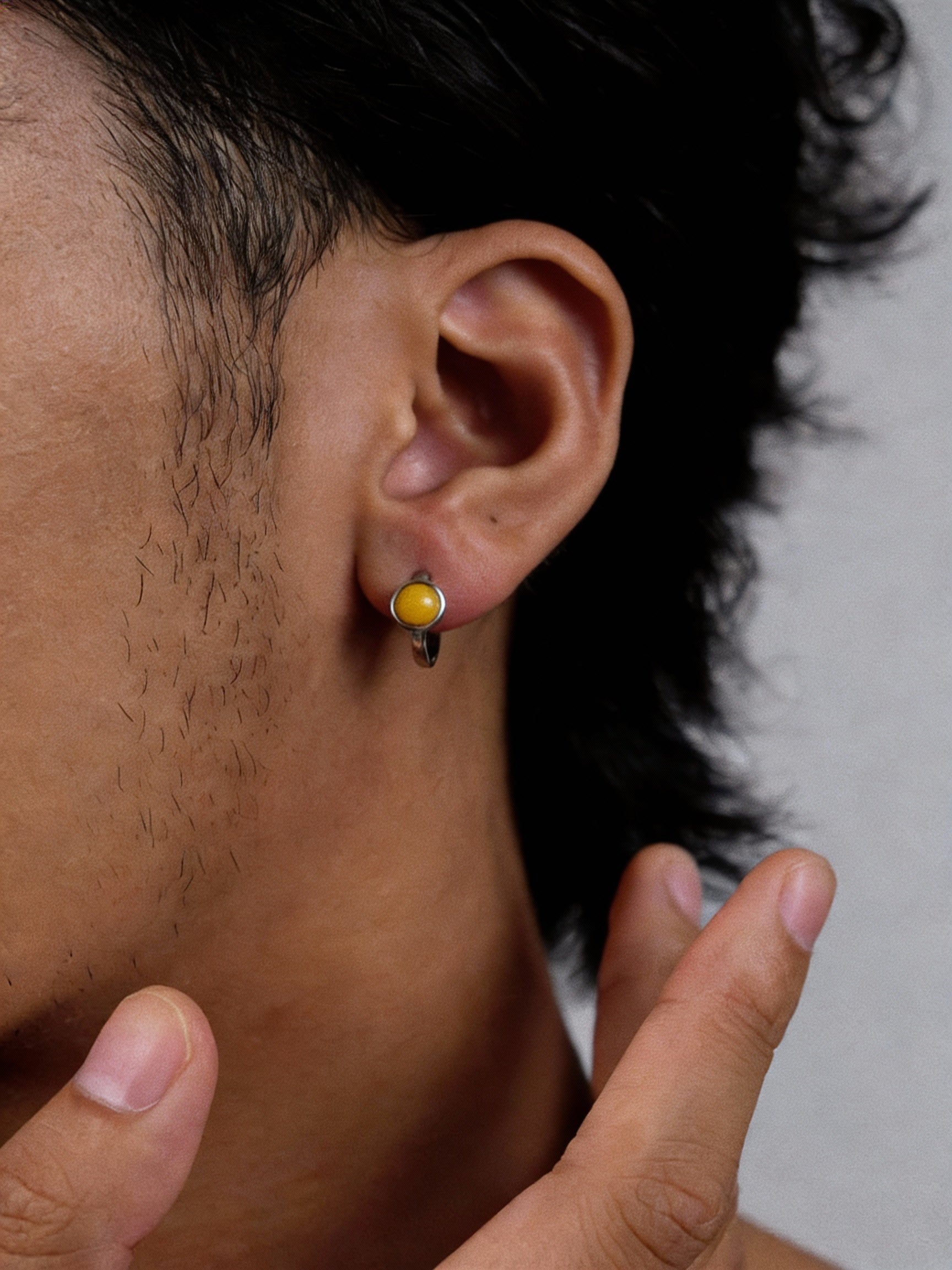 Original Vintage Ear Clasp Studs | S925 Sterling Silver Amber Earrings