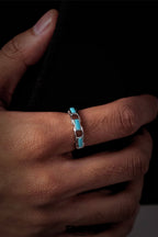 Fashion Light Luxury Ring | S925 Sterling Silver Raw Ore Turquoise Chain Ring