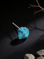 Vintage Irregular Stud Earrings | Yungaisi Sky Blue Raw Ore Turquoise 925 Sterling Silver Earrings