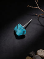 Vintage Irregular Stud Earrings | Yungaisi Sky Blue Raw Ore Turquoise 925 Sterling Silver Earrings