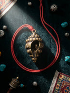 Tibetan Conch Shell Blessing・Brass Six Syllable Mantra Buddha Pendant
