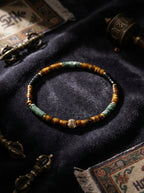 Original Natural Yellow Tiger Eye & Green Agate Couple Bracelet
