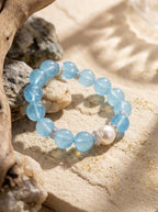 Ocean Heart Fortune-Attracting Aquamarine Pearl Bracelet Original Crystal Bracelet (For Women)