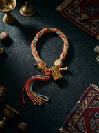 Himalaya・Yellow Jambhala Gau Box Bracelet | Tibetan Style Eight-Strand Braided Color Rope Ethnic Bracelet