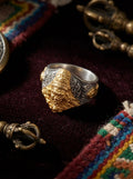Tibetan Goddess of Wealth・Zhaki Lhamu Silver & Gold Contrast Open Ring | Ethnic Style Blessing Ring