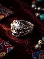Heritage Dharma Protector・Zhibazha Ring | Rare Divine Beast Open Ring from Tibetan Region