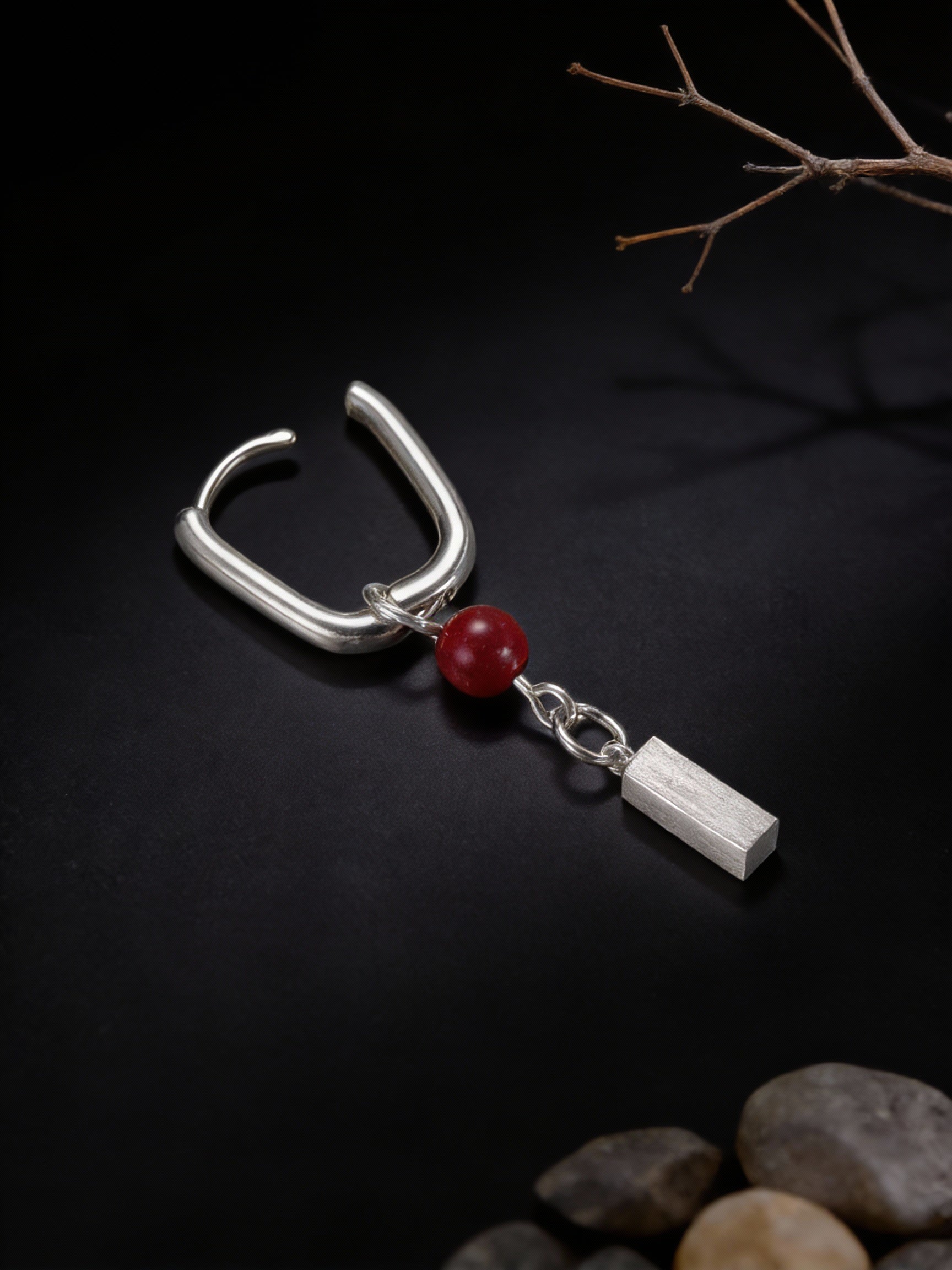 New Tibetan Niche Earrings | Personalized High-End S925 Sterling Silver Cinnabar Pendant Earrings