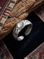 Vintage European and American Style Ring | S925 Sterling Silver Black Mother of Pearl Light Luxury Open Ring