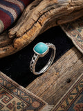 Vintage Ethnic Style Ring | S925 Sterling Silver Turquoise Square Open Ring
