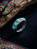 Retro Personalized Ring | S925 Sterling Silver Raw Ore Turquoise Eternity Band