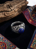 Vintage Ethnic Style Ring | S925 Sterling Silver Lapis Lazuli Open Ring